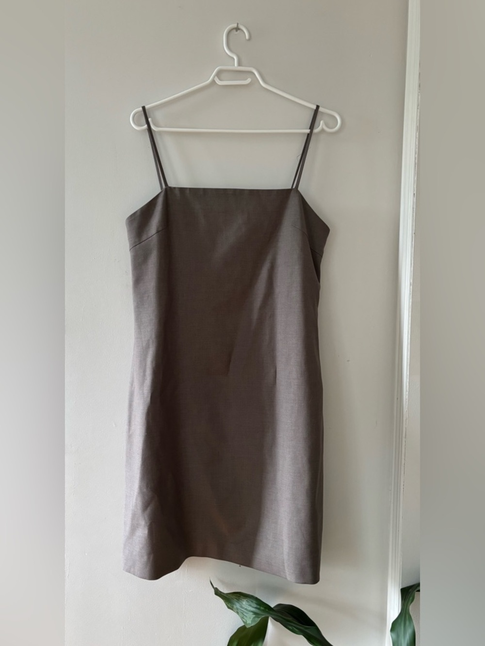 Minimalist Taupe Spaghetti-Strap Mini Dress
